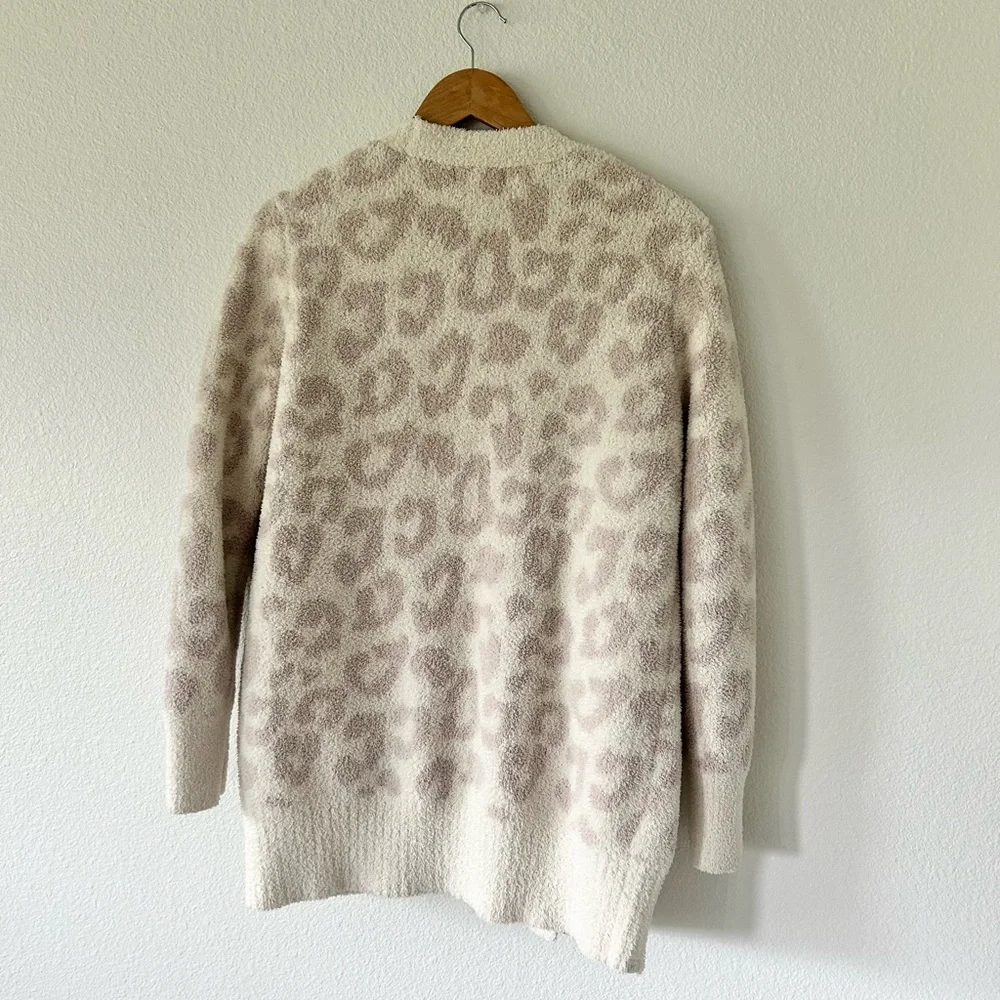 Barefoot Dreams CozyChic Leopard Cardigan in Cream / Stone - Picture 6 of 6